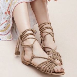🩴Joie GRAY Braided Lace Up Suede Sandals